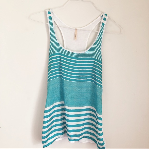 Anthropologie Tops - Beachy Aqua blue striped tank